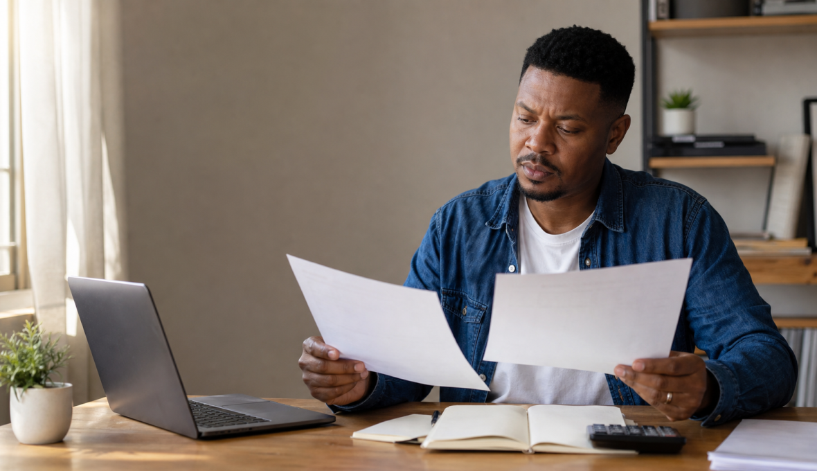South African small-business owner reviewing a quotation and milestone payment schedule