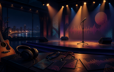 Editorial illustration representing African live music and cultural performance