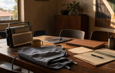 A symbolic non-documentary meeting table representing domestic-worker organising