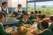 Illustration of South African learners receiving balanced school meals