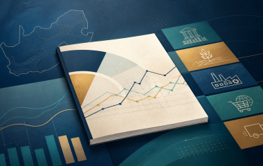 Conceptual business charts and industry symbols on a report