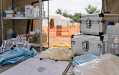 Protective equipment and medical supplies at a field treatment station
