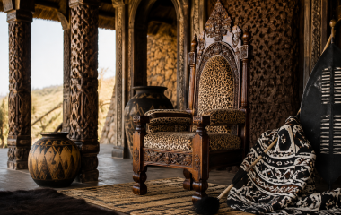 Symbolic empty ceremonial chair in a KwaZulu-Natal royal setting