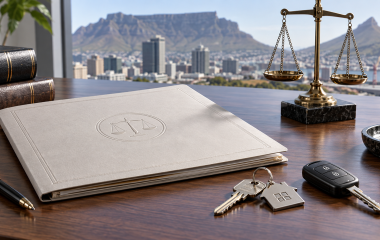 Legal folder, scales of justice and property and vehicle keys