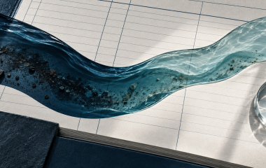 Conceptual flowing water over a measurement grid