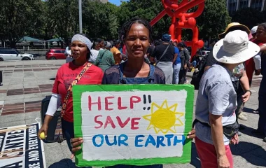 Activists picket outside Cape Town Civic Centre