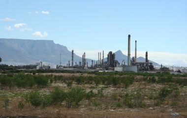 Cape Town oil refinery with Table Mountain behind it in a 2012 file photograph