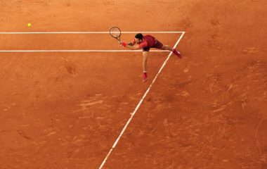 Archive photograph of Novak Djokovic returning a serve at Roland-Garros on 28 May 2024.