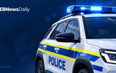 EBNewsDaily illustration of a South African police vehicle with blue emergency lights
