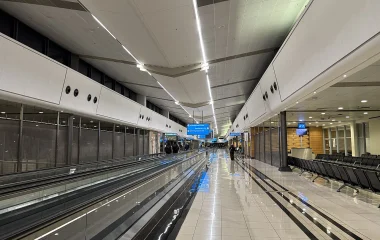 Archive photograph of the Terminal A concourse at OR Tambo International Airport, June 2026.