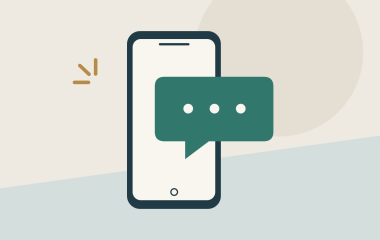 Conceptual illustration of an unbranded cellphone and speech bubble, not an actual message