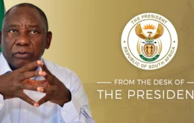 Official newsletter artwork showing President Cyril Ramaphosa and the Presidency emblem